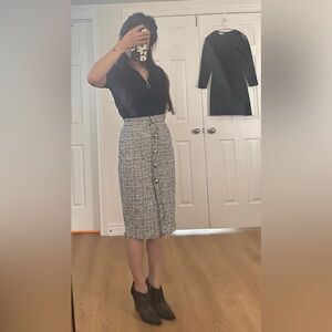 Babaton Chic Black and White Tweed Skirt xsmall